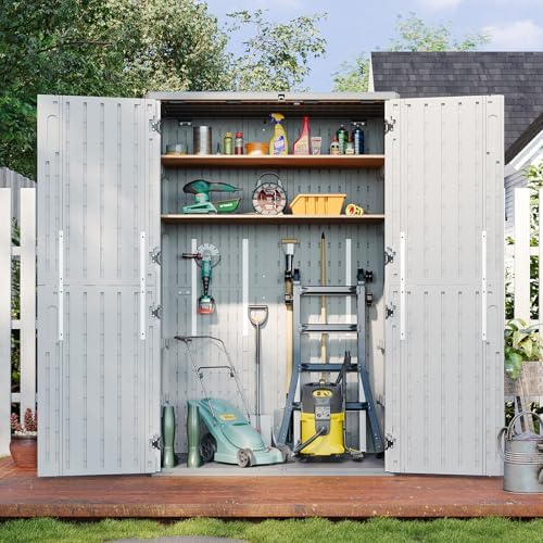 Aoxun Outdoor Storage Shed, 64 Cu.Ft Vertical Resin Sheds, White - Image 4