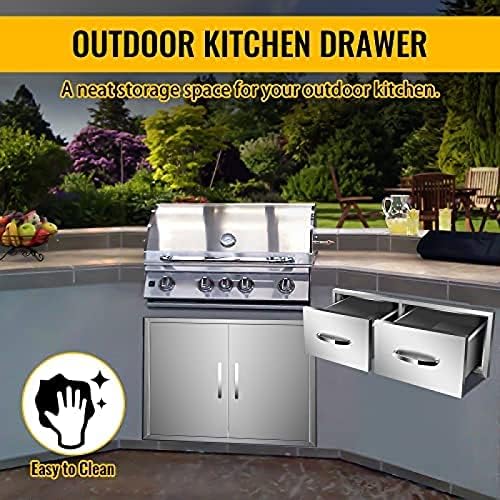 AHLOKI Stainless Steel with Chrome Handle BBQ Island Drawers for Outdoor Kitchen Or Grill Station,30Wx20Dx10H - Image 6