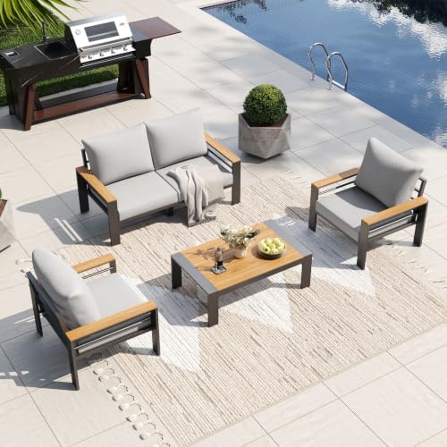 Aoxun Patio Furniture Set, Aluminum Outdoor Furniture with Oversized Seats by Aoxun