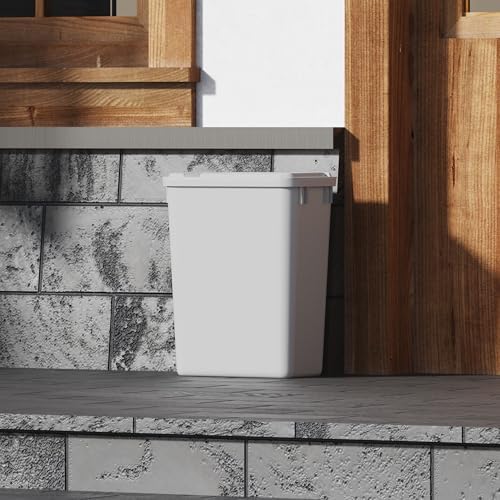 Dowell 2 Pack 35Qt Wastebasket Trash Container, 9Gal, Plastic, Stackable, for Kitchen/Bathroom/Office, H18 - Grey (2Pack, 35 QT) - Image 6
