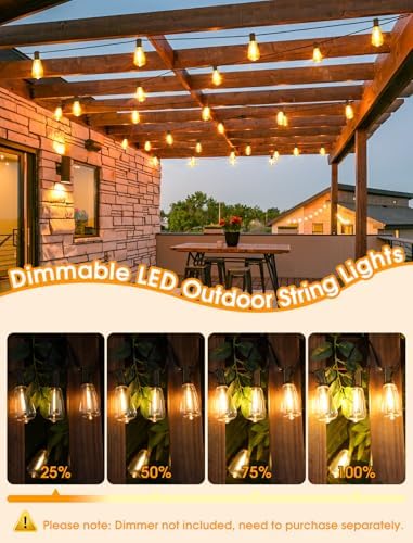 Larkvue 100FT(4x25FT) Outdoor String Lights, Patio Lights with 40+4 LED Dimmable Waterproof Linkable ST38 Edison Bulbs for Gazebo Camping Party, Black - Image 5
