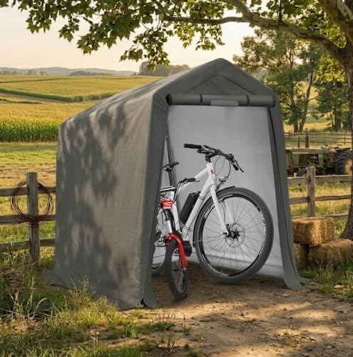COVERONICS 6' x 7' Outdoor Portable Storage Shelter Shed, Grey - Image 2