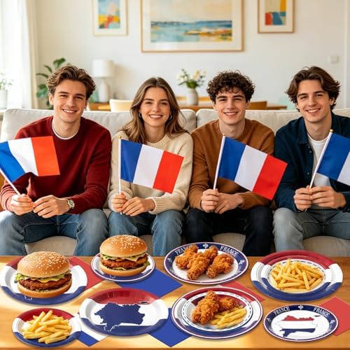 France French Flag Paper Plates and Napkins Party Supplies,Serves 60 - Image 5