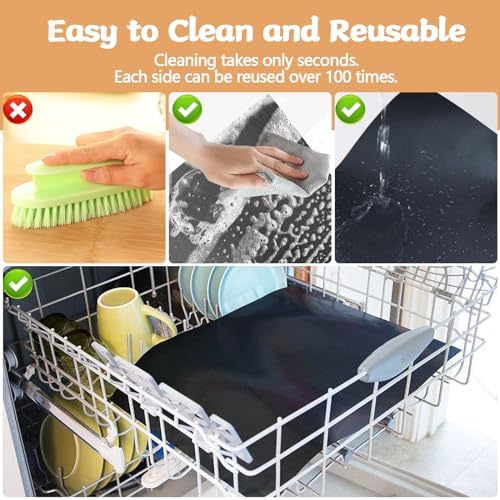 Reusable Grill Mats for Outdoor Grill Set of 6,Heavy Duty Non-Stick BBQ Mats & Oven Liner,Easy to Clean,Works on Gas, Charcoal & Electric Grills - 15.75 x 13 Inch,Black - Image 6