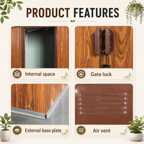 6x6 FT Outdoor Metal Storage Shed with Lockable Sliding Doors,Foundation - Image 7