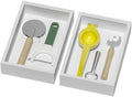 Lixple Bamboo Kitchen Drawer Organizer, 2 Pack, 9" x 6" x 2", White by Lixple
