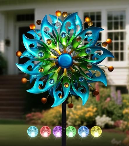 Solar Wind Spinners Outdoor, Yard Decorations Outdoor, Peacock Decor by VUFOZ