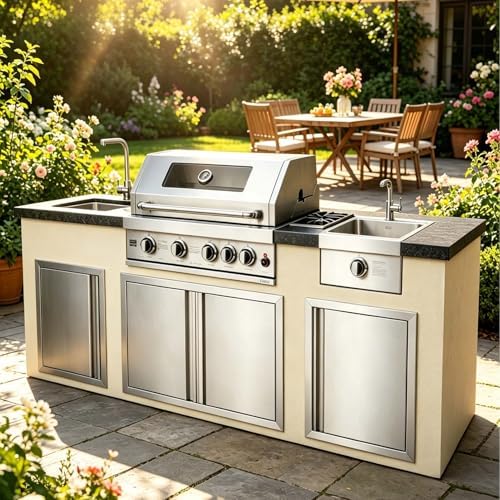 JIE JIN Outdoor Kitchen Door 26" W X 24" H Double Doors BBQ Access Door BBQ Island Door 304 Brushed Stainless Steel Flush Mount Door for Outdoor Kitchen BBQ Island Outdoor Cabinet Doors - Image 6