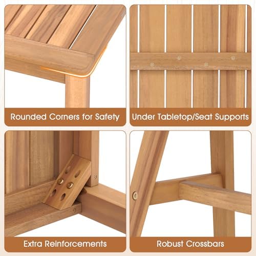 Tangkula Acacia Wood Outdoor Dining Table for 4-6 - Image 7