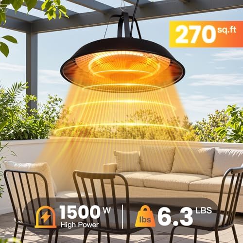 1500W Hanging Patio Heater, Ceiling-Mounted Infrared Heater - Image 2