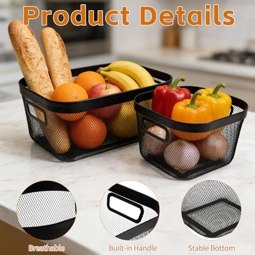 2 Pack Picnic Baskets, Garden Storage Baskets with Built-in Handle - Image 3
