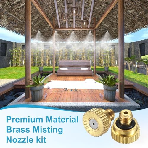 M METERXITY 20-Pack Brass Misting Nozzles, 0.028inch/0.7mm Orifice Heavy Duty 10/24 UNC Screw Thread Misting Nozzle Plug for Outdoor Spray Cooling System/Patio Mist System/Dust Control - Image 5