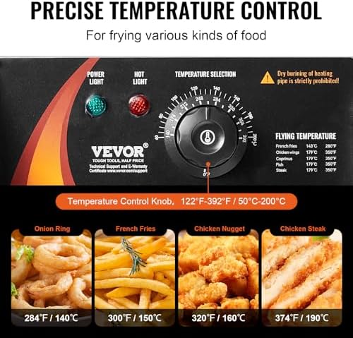 VEVOR Commercial Deep Fryer, Dual Tank 3000W Electric Countertop Fryer with Basket, 2 x 9.1Qt/8.6L Double Stainless Steel Oil Fryer, with Temp Control & Overheat Protection, for Kitchen Restaurant Use - Image 4