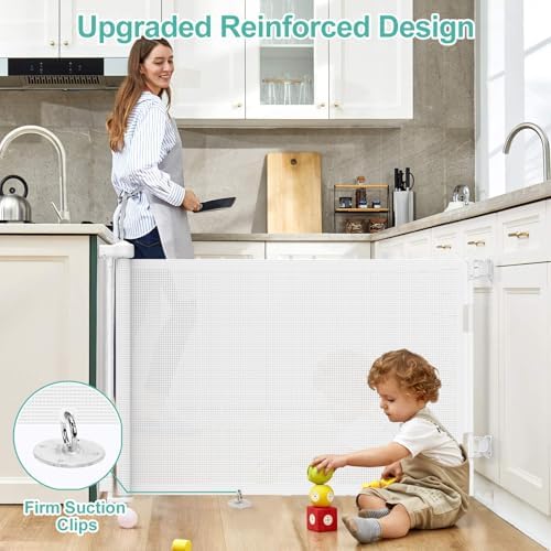 EZIGO 55 Inch Retractable Baby Gates Extra Wide Reinforced Baby Dog Gate - Image 3