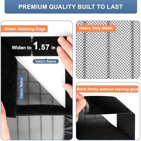 METAONLY Magnetic Screen Door Mesh, Works for Patio, Sliding Door, Keeps Bug Mosquito Out, Fresh Air Flow, Fits 72" x 80" Door - Curtain Size 74" x 82", Black - Image 6