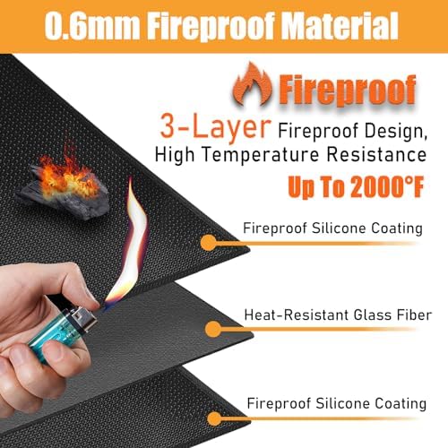 Heat Resistant Mats for Countertop fits Tabletop Grill, 42x24x0.02in, Black - Image 2
