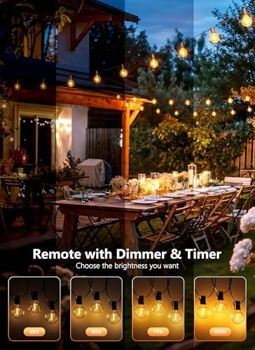 100Ft Outdoor String Lights with Remote, Dimmable G40 LED Bulbs, Waterproof - Image 5