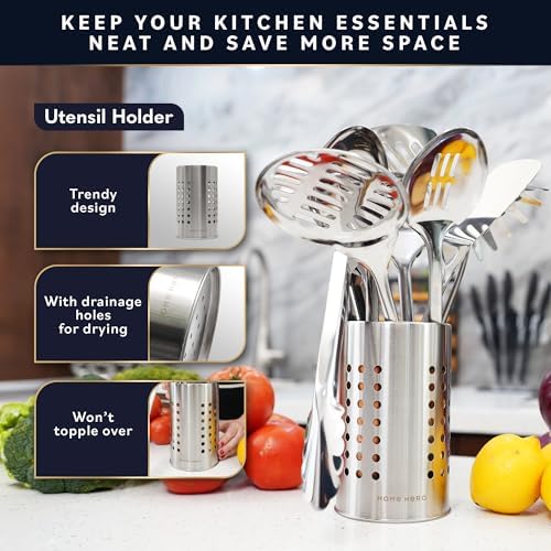 Home Hero 10-Piece Stainless Steel Kitchen Utensil Set with Wooden Handle - Image 6