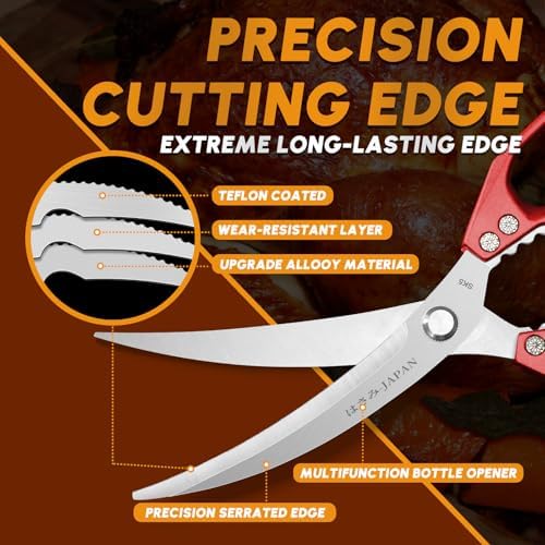 HUUSK Kitchen Shears Heavy Duty - Japanese Kitchen Scissors All Purpose - Image 3