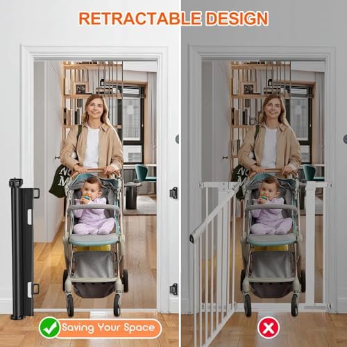 EZIGO 71 Inch Retractable Baby Gates Extra Wide Reinforced Baby Dog Gate - Image 6