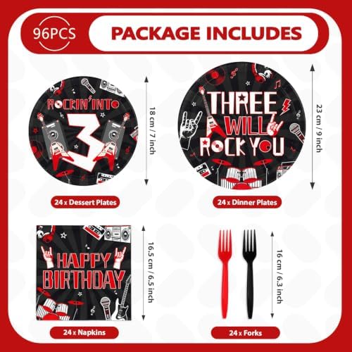 96Pcs 3rd Rock And Roll Music Themed Party Supplies Serves 24 - Image 5