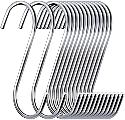ESFUN 30 Pack 3.7 inch Metal S Hooks Steel S Hooks Plants Hanging Hangers for Kitchen Pans Pots Bags Purse Jeans Jewelry Towels by ESFUN
