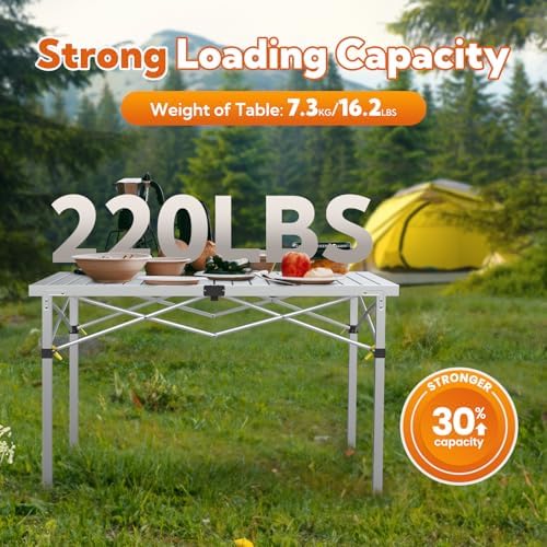 Join Nature 46.4" Large Camping Table for 2-6 People, Heavy Duty Foldable - Image 4