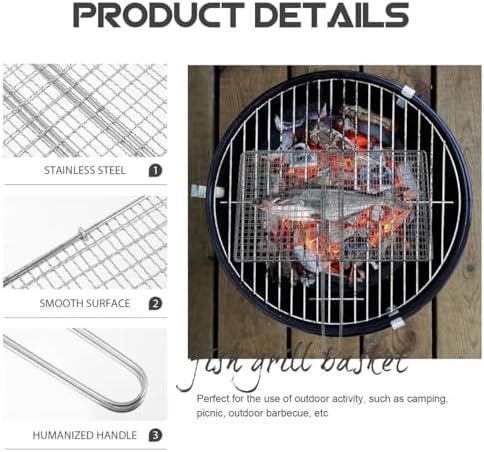 BESPORTBLE Fish Grill Basket, Fish Grilling Basket for Outdoor Stainless Steel Folding Grill Accessories Grill Basket for Bar Camping Picnics Parties - Image 4
