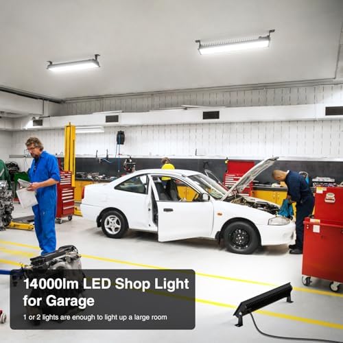 Onforu 4Pack LED Shop Lights,100W 14000lm Plug in Ultra Bright LED Work Lights,6500K Daylight White Garage Light,IP66 Waterproof Lighting for Garage Warehouses Workshop - Image 2