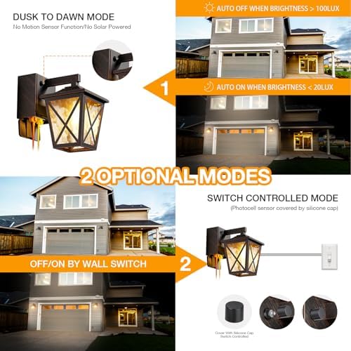 Ehaho Porch Light with GFCI Outlet Aircraft Grade Aluminum Alloy Bronze 1PC - Image 4