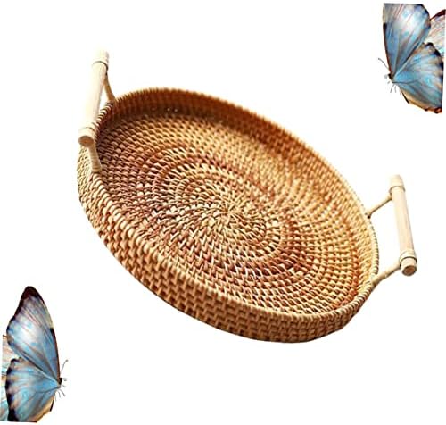 BESPORTBLE 3pcs Medium Rattan Woven Picnic Basket for Outdoor Storage Food Woven Tray for Desserts and Snacks Diameter and Decorative Rattan Storage - Image 6