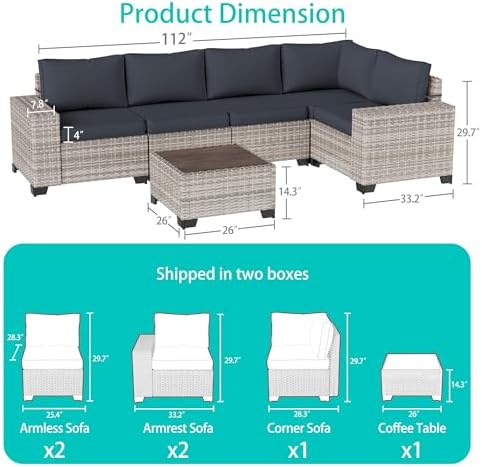 Outdoor Patio Furniture Set PE Wicker Rattan Outdoor Sectional Sofa - Image 6