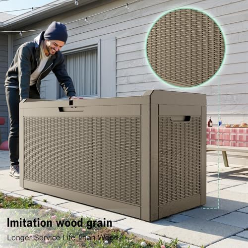 DRATO 70 Gallon Outdoor Storage Box Waterproof, Lockable Resin Deck Box for Patio Furniture, Pool Supplies & Garden Tools, Weatherproof Outside Storage Bin for Backyard Porch (Grey, 70 Gallon) - Image 4