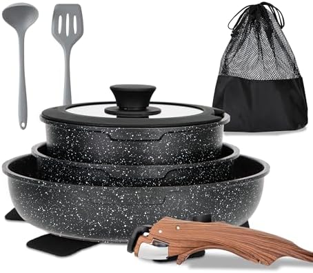 MAISON ARTS 10 Pcs Detachable Handle Induction Pots and Pans Set Non Stick by MAISONARTS
