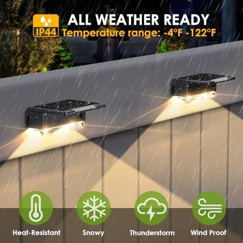 Solar Fence Lights Outdoor，3000/4000/6000K 3 Mode Fence Light Solar Powered - Image 5