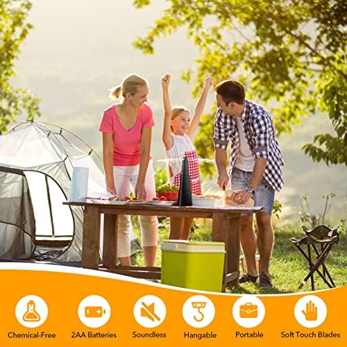Fly Fans for Tables, Fly Repellent Fan Indoor Outdoor with Holographic Blades, Batteries Powered for Picnic, Party, Restaurant, Kitchen, and BBQ,4 Pack - Image 2