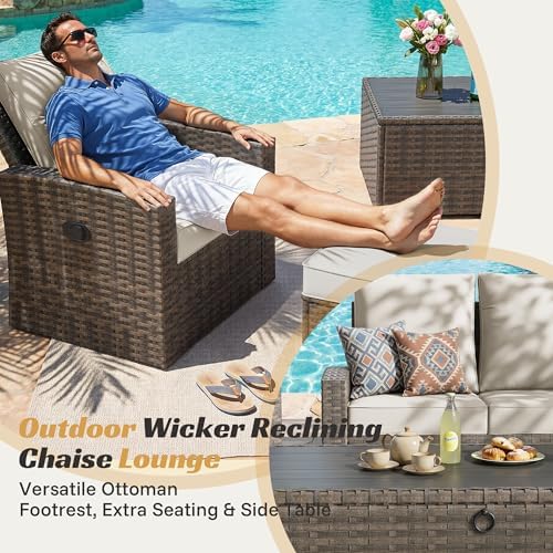 Outdoor Patio Furniture Set, 6 Pcs Wicker Patio Conversation Sets - Image 5