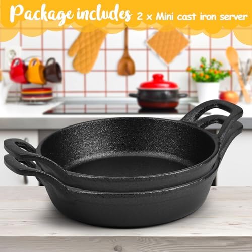 Ziliny 2 Pack Mini Cast Iron Skillets 6.3 x 6.3 x 1.5 Inch Pan Ramekin Set - Image 3