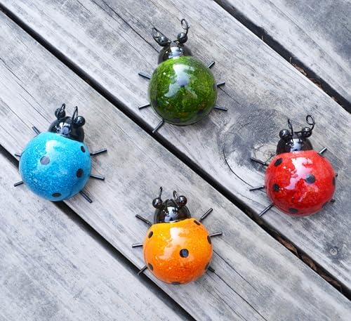 Metal Garden Wall Art Decorative Set of 4 Cute Ladybugs by GIFTME5