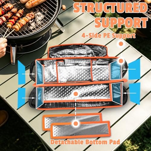 CROTIRAD Grill Utensil Storage Bag, BBQ Tool Caddy with Dividers, Black - Image 2