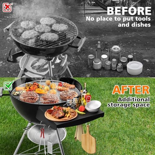 GRISUN Side Table Shelf & Lid Holder Combo for Weber Kettle 22 Charcoal - Image 6
