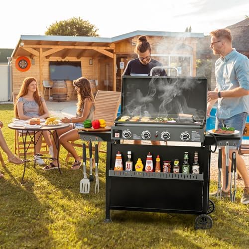 Royal Gourmet PD4001 4 Burner Propane Gas Griddle, Removable Standing Cart - Image 2