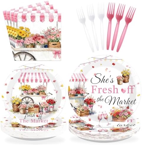 96Pcs Fresh off the Market Bridal Shower Party Decorations Serves 24 by Greencian