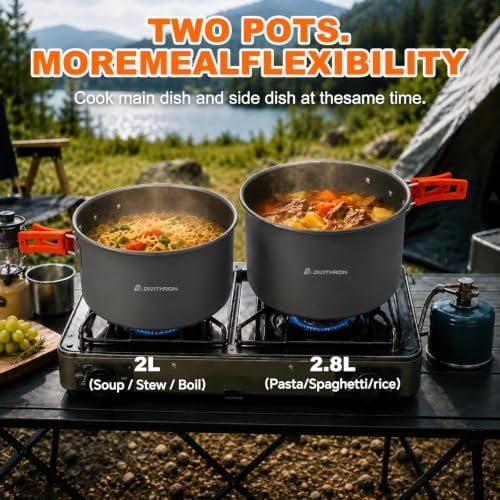 34PC Camping Cookware Set for 5-7, 2 Pots, Frying Pan & Kettle - Image 7
