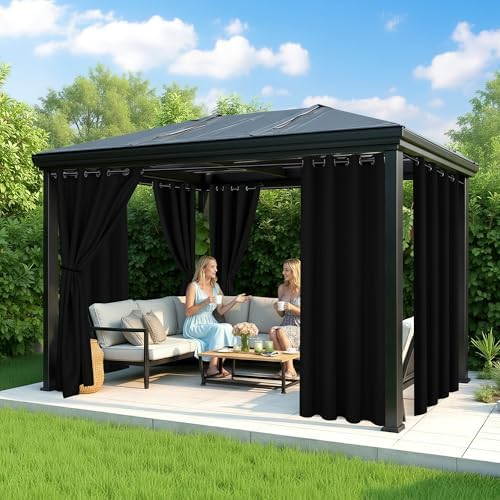 Black Outdoor Curtains for Patio Waterproof, 6 Panels 54 x 84 Inch - Image 4
