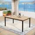 MFSTUDIO Outdoor Dining Table for 6, Brown Metal Table w/Umbrella Hole by MFSTUDIO