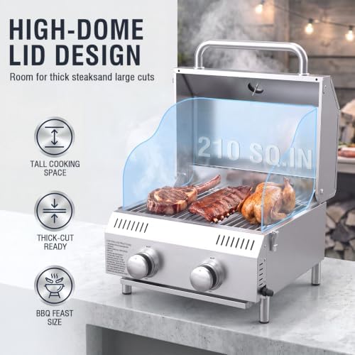 Bestfire 2-Burners Tabletop Propane Grill, 20,000 BTU - Image 3