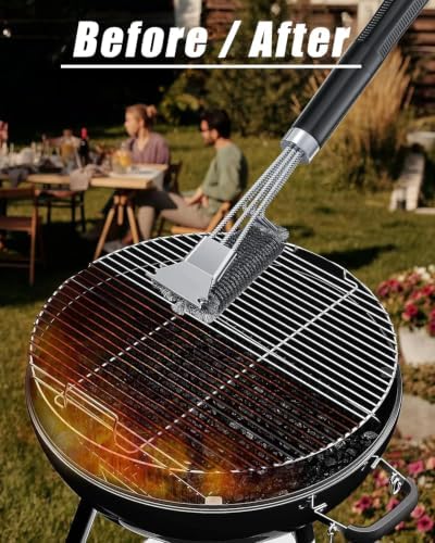 Grill Brush and Scraper, Adjustable Handle BBQ Grill Brush for Outdoor Grill，Extra Strong BBQ Cleaner Accessories for Gas/Charcoal Grilling Grates - Image 7