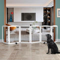 ZJSF Freestanding Dog Fence Indoor, Foldable Dog Gate for Doorways, Stairs or Hallways, Sturdy Wood Extra Wide Pet Gate with Support Feet for The House, White, 32 "Height-6 Panels by ZJSF
