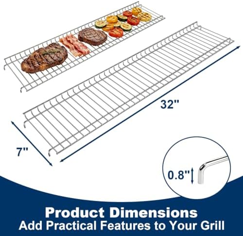 LS'BABQ Grill Warming Rack for Nexgrill Home Depot 720-0896X & 720-0898, Stainless Steel Upper Warming Rack Replacement Parts for Nexgrill Deluxe 6-Burner Gas Grills, 32" x 7" - Image 2
